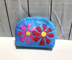 ハワイアンキルト小さなポーチ（秋桜）