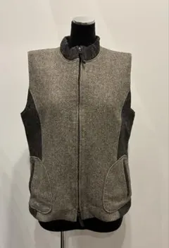 ★レリアン ★ウール風ジッパーベスト グレー系