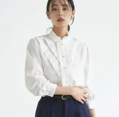RUIRUE BOUTIQUE スタンドカラーブラウス　ホワイト