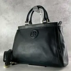 ✨美品✨トリーバーチ　グロリア　サッチェル　2way ダブルTロゴ　レザー　黒