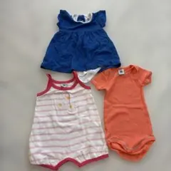PETIT BATEAU ロンパース 3点セット　ほぼ未使用 ワンピースのサムネイル