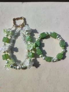 ハンドメイド ストラップ＆ブレスレットセット