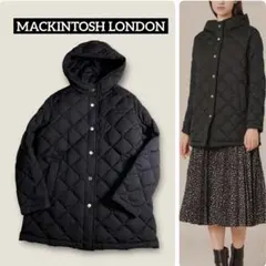 【美品】マッキントッシュロンドン✨ライトタフタダウンコート　黒　金ボタン　フード