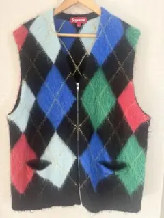 Supreme Brushed Argyle Zip Up Vest 24ss - メルカリ