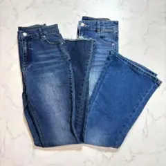 グレイル　フレアデニム　2本セット　【L】　ブルー　ストレッチ　脚長　美脚のサムネイル