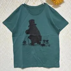 フェリシモ ⁂ムーミンパパ シルエットTシャツ 緑/ヴィンテージ風かすれプリントのサムネイル