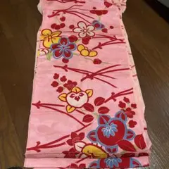 正絹　ビンテージ　花柄　ピンク布地 はぎれ　34× 100センチ