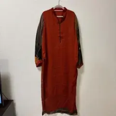 オレンジ ロングワンピース