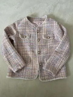 ノーカラーツイードジャケット