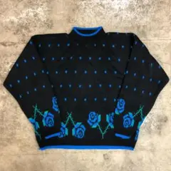 古着 90s LE ROGUE 薔薇 レディース ニットセーター M