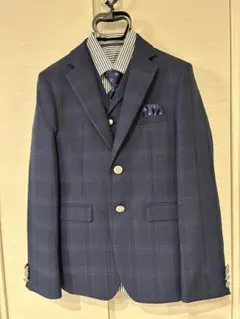 ネイビー チェック柄 フォーマルスーツセット