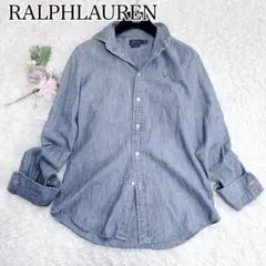 美品 ラルフローレン デニム シャンブレーシャツ ポニー ブルー ロゴのサムネイル