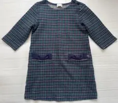 KP ニットプランナー　チェック柄 七分袖　ワンピース 110cm