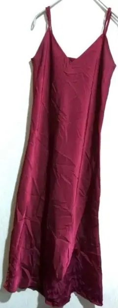 海外古着✨バーガンディ ノースリーブ ロングワンピース