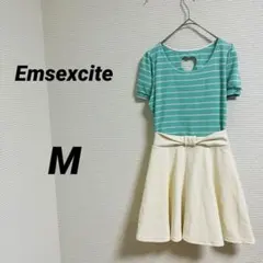 【エムズエキサイト】ワンピース バイカラー ミントグリーン オフホワイト Mのサムネイル