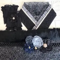 成人式　振袖　フルセット　パールフリル重ね衿　レース半衿　ファー飾り　コサージュ