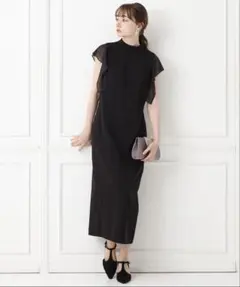 ラッフルスリーブタイトパーティドレス/AIMER