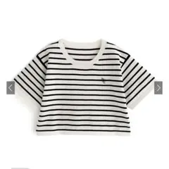 GRL ボーダー柄ロゴ刺繍ショート丈ニットトップス[an1373] グレイル