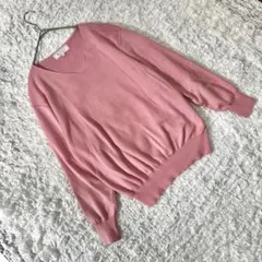 美品【ロペピクニック】（M）Ｖネックニット ピンク 秋冬 ドルマンスリーブ