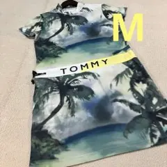 【南国】トミーヒルフィガー　ハイネックワンピース トロピカル柄Mモックネック