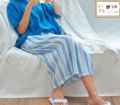 UCHINO【ウチノ】クレープガーゼストライプガウチョパンツのサムネイル