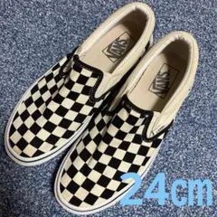 24㎝ VANS チェッカーフラッグ スリッポン スニーカー