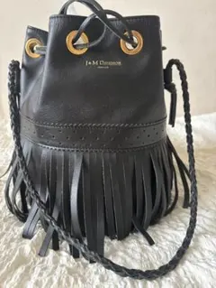 美品✩.*˚J&M DAVIDSON フリンジバケットバッグ 黒