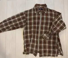 POLO チェック柄 長袖シャツ オレンジ系 Lサイズ