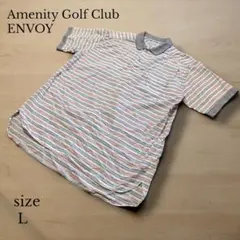 【Amenity Golf Club ENVOY 】マルチボーダーポロシャツ Lのサムネイル