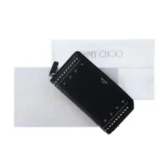 ジミーチュウ 長財布 ピッパ スタッズ X クリスタル ブラック ライト 