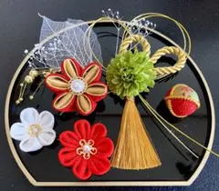 成人式 卒業式髪飾り ゴールド合わせちりめん細工