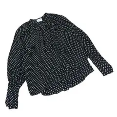【美品】LAURENCE DOLIGE 黒白ドット長袖シャツ