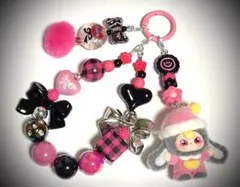 ブラックピンク☆ベイビー☆ビーズストラップ☆キーホルダー☆