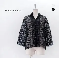 美品☆マカフィー リネンコットンエンブロイダリー クロップドブラウス 
