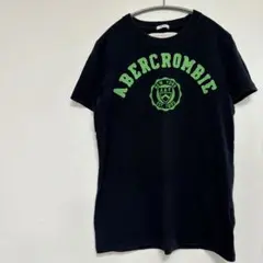 ★アバクロABERCROMBIE 刺繍ロゴ Tシャツ ネイビー×グリーン Y2K
