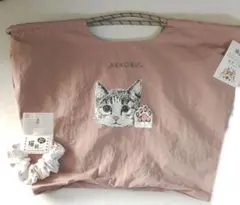 猫部 ロープハンドル手提げ くすみピンク フェリシモ トート　　シュシュ