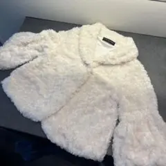 アイボリー ポリエステル ファーコート Mサイズ