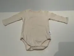 ベビー肌着　長袖ロンパース　サイズ80 ベージュ　よく伸びるシンプルロンパース