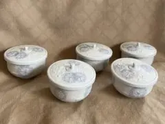 陶器製 湯飲み 5個セット 白と薄紫