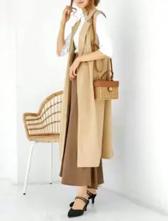【新品タグ付き】MUMU しまむら ロングジレ ベージュ コラボ L 完売品