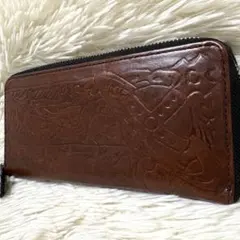 【希少✨】ヴィヴィアンウエストウッド オーブ型押し エンボス 長財布 ブラウン