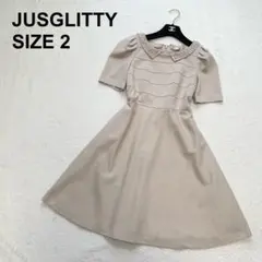 【美品】ジャスグリッティ　ビジュー襟　2WAYワンピース　上品　高見え（1793