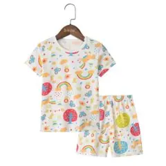 ベビー キッズ服 100%綿 90cm 普段着 セットアップ パジャマ 虹