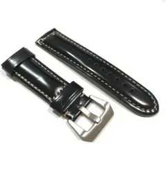 24mm パネライ対応 互換 レザーベルト ピンバックル 尾錠付き ブラック