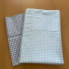 ブルーギンガムチェック柄 コットン生地2セット