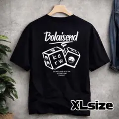 メンズ Tシャツ LL バックプリント ストリート サイコロ 黒