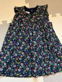 【美品】プチバトー　花柄ネイビーワンピース