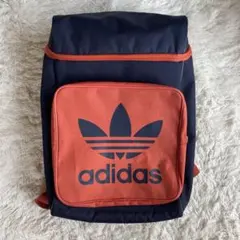 adidas ロゴリュック ネイビー/オレンジ　美品