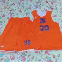 バスケットボールウェア　ユニフォーム 39番 オレンジ＆ホワイト　リバーシブル