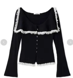 Sustainableビッグカラーレーストリムニットプルオーバー